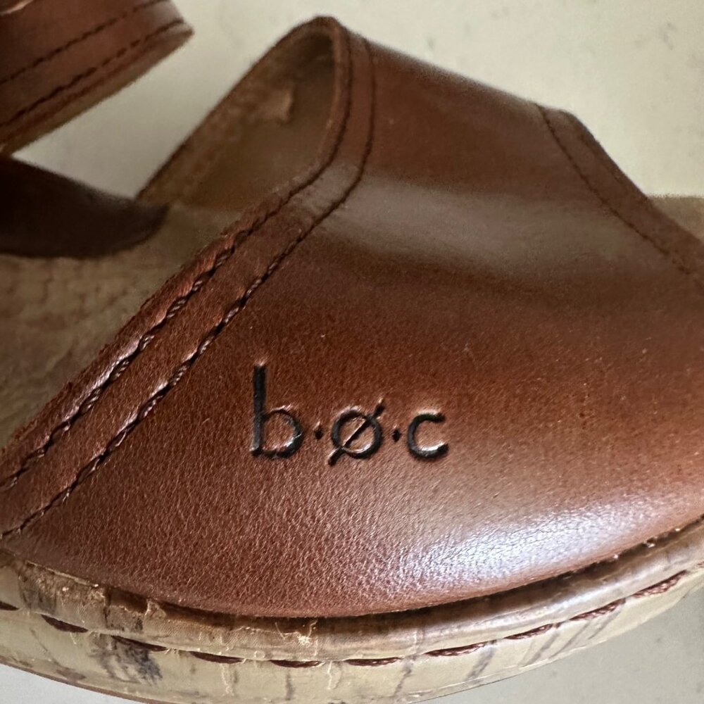 B.o.c Brown Leather Cork Wedge Sandals Size 8 - Picture 10 of 10
